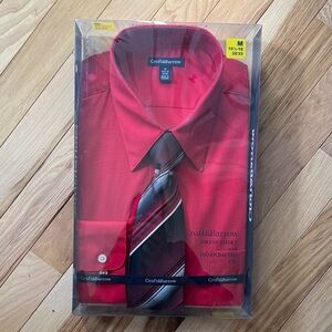 Croft & Barrow Men's Vibrant Red Dress Shirt with Tie